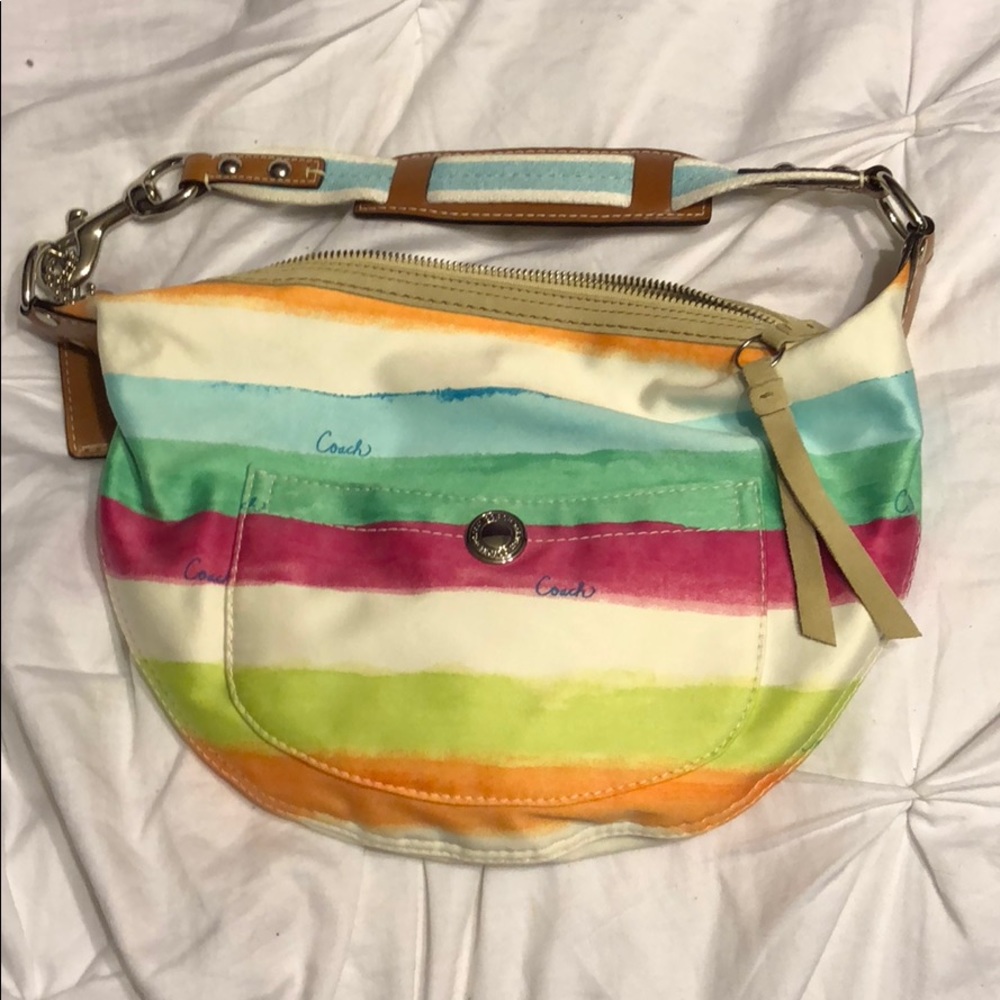 Coach Multicolor Stripe Shoulder Bag | Y2K Vibes ✨